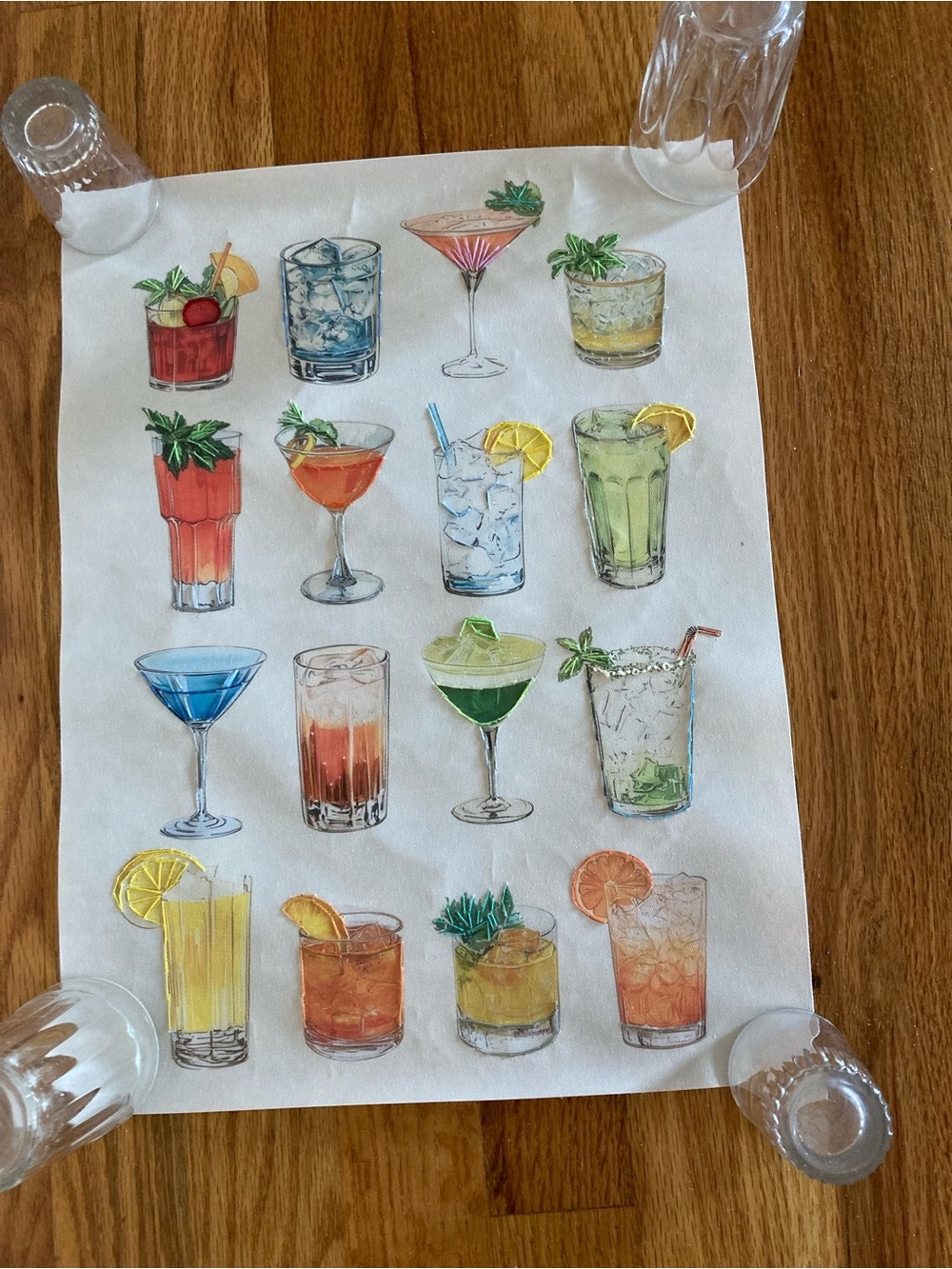 New canvas 16 cocktails hand embroidered accents
